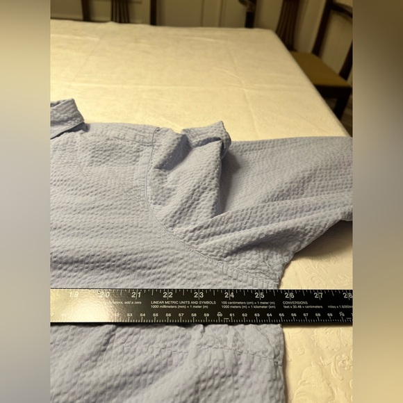 L.L. Bean Seersucker Blue Button Down Shirt - Picture 6 of 7